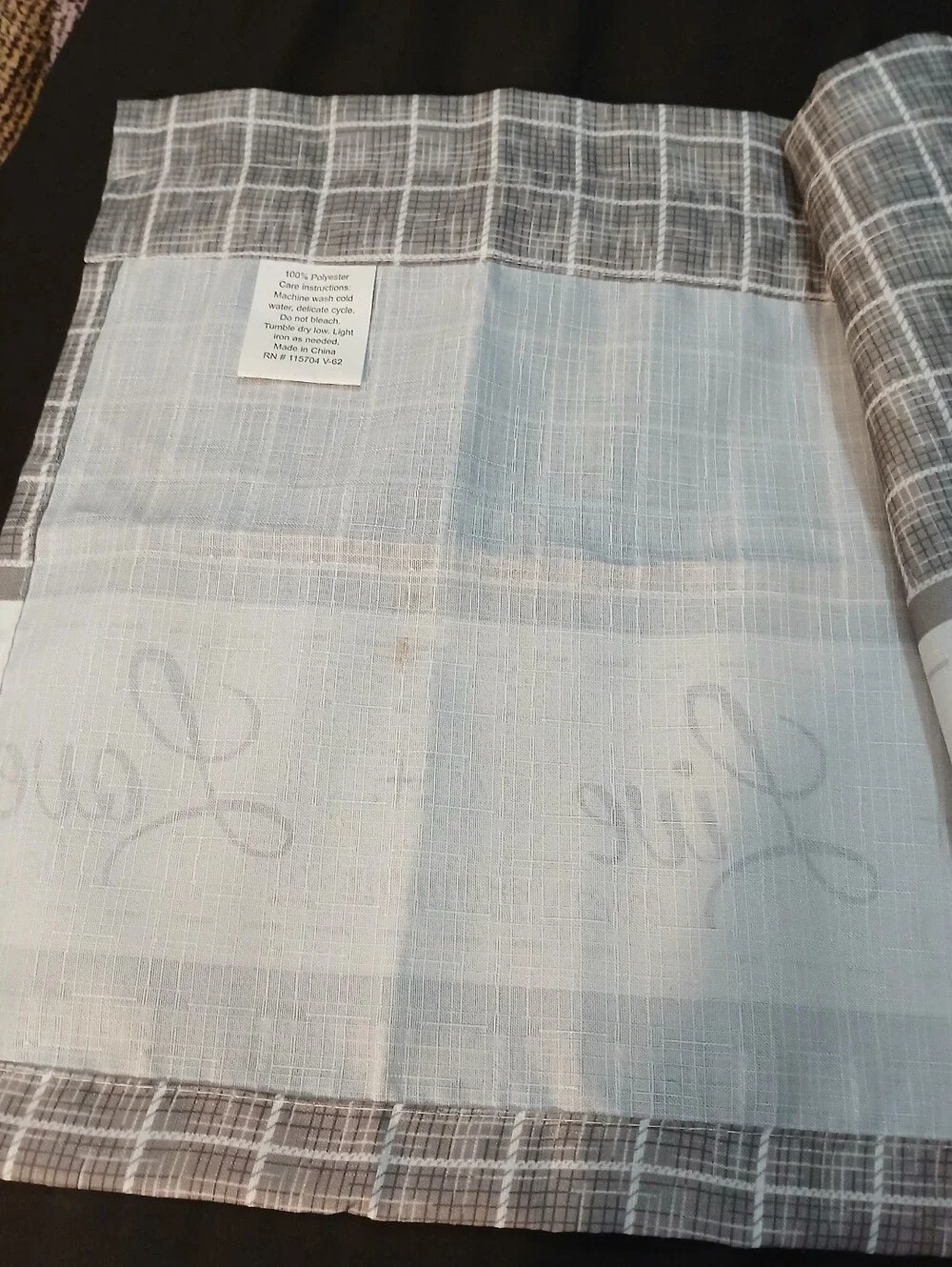 NWOT Gray and White 'Laugh Live Love' Decorative Kitchen Window Cutains.